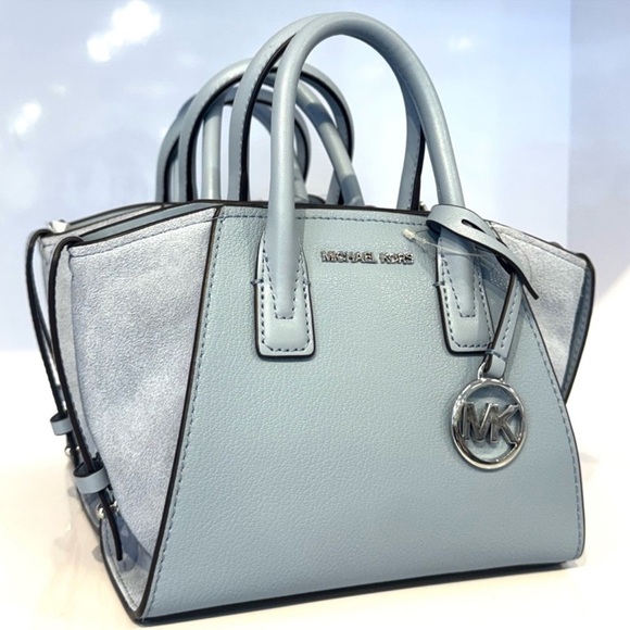 Michael Kors Avril Extra-Small Leather Satchel Bag Pale Blue - Picture 1 of 10